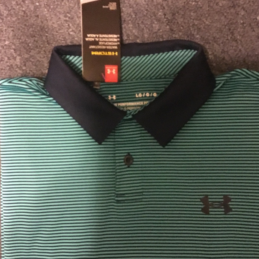 Under Armour Men's Polo Shirt - Teal and Black. - Picture 3 of 4
